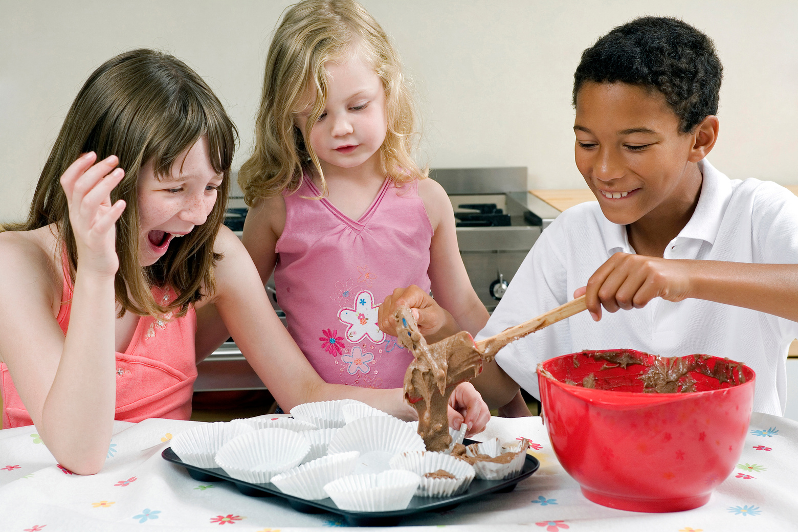 Kids learning baking